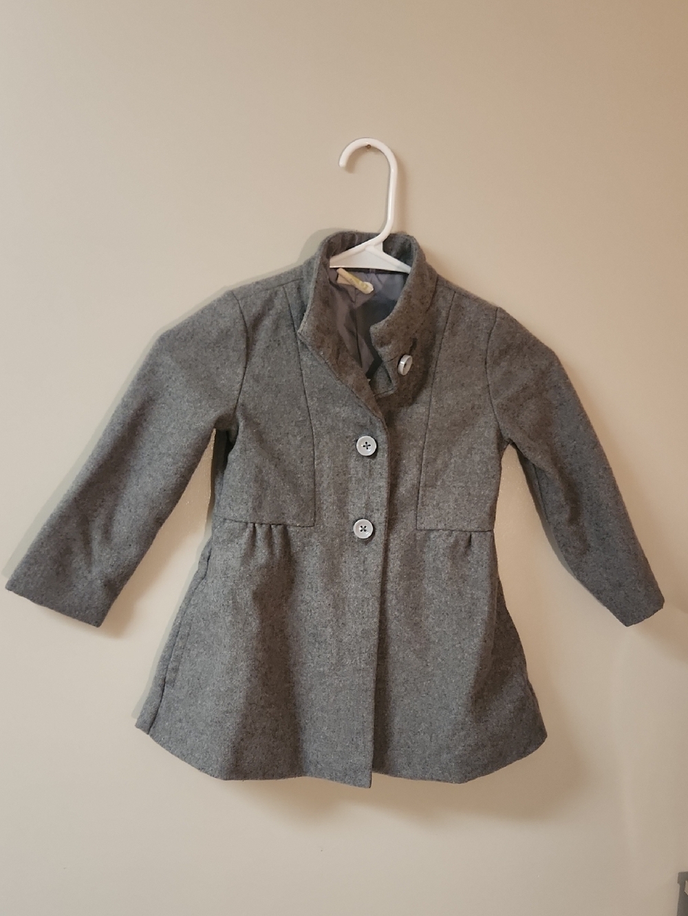 Crazy 8 Girls' Gray Pea Coat with Stand Collar